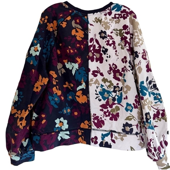 Anthro Maeve Puff Sleeve Floral Sweatshirt XS Mix Print Boho Bloomcore Dainty - Picture 5 of 8